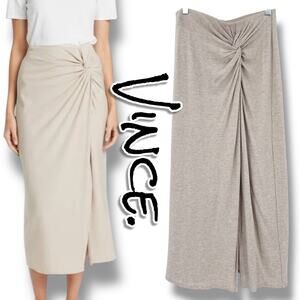 New With Tags Vince Twist Draped Midi Skirt Light Heather Beige Womens Size XS